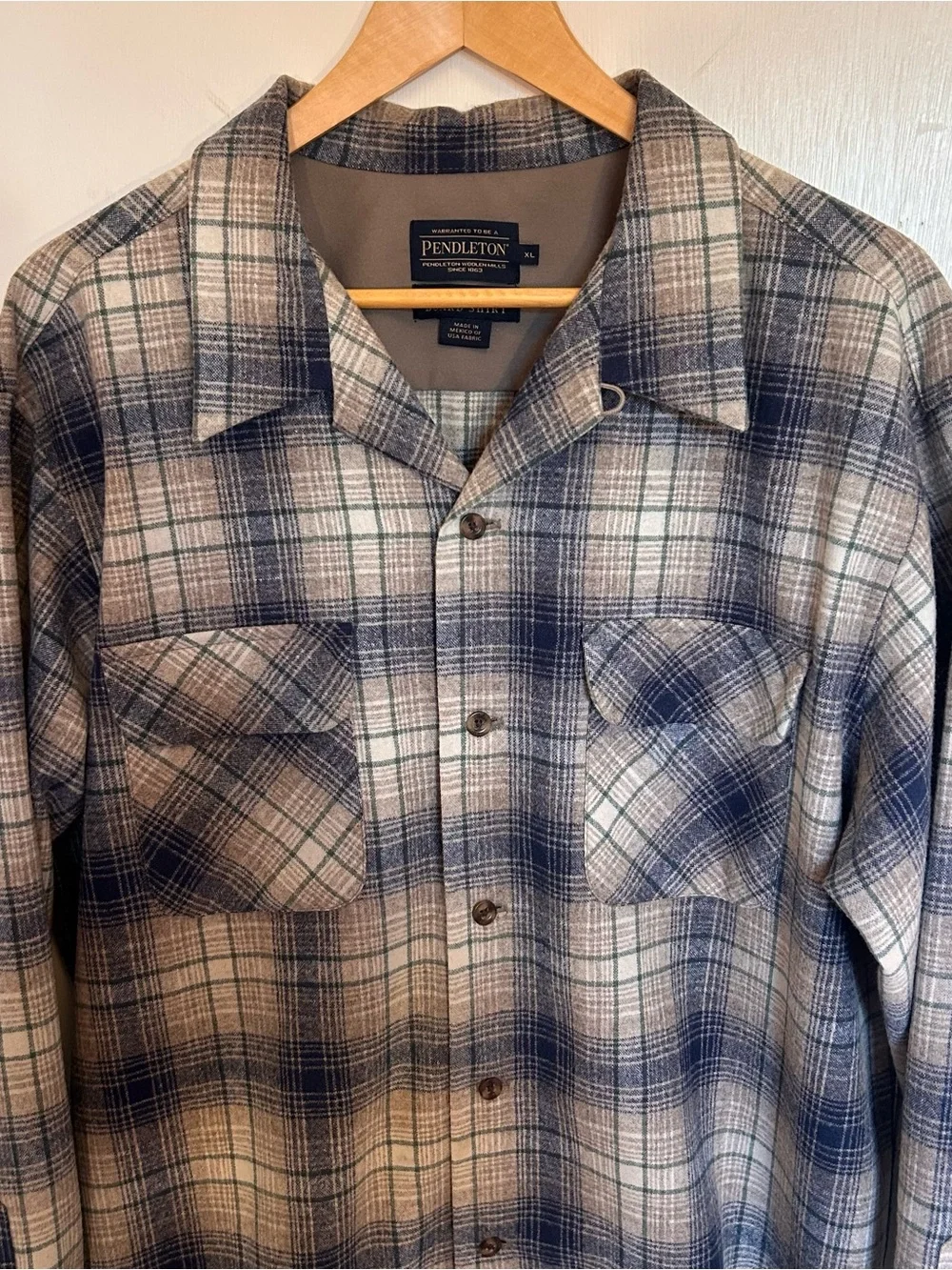 Pendleton Navy and Cream Plaid Button-Up Board Shirt - Picture 2 of 13